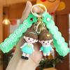 Charming Braided Girl Keychain Boy Girl Figurine Couple Creative Cartoon Rubber Key Ring Bag Charm
