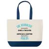 Tote Bag - PLANETEE - A Formidable Journalist - Blue Background - Cotton 40x45 Cm - Large Size