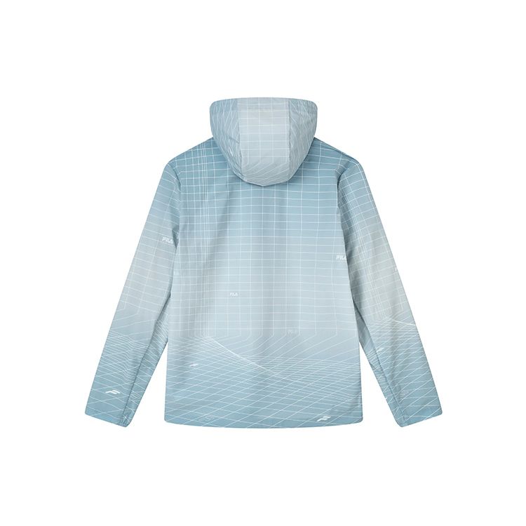 FILA Solid Color Plaid Hooded Jacket Men jackets Bamboo-Blue F11M317702F-BU