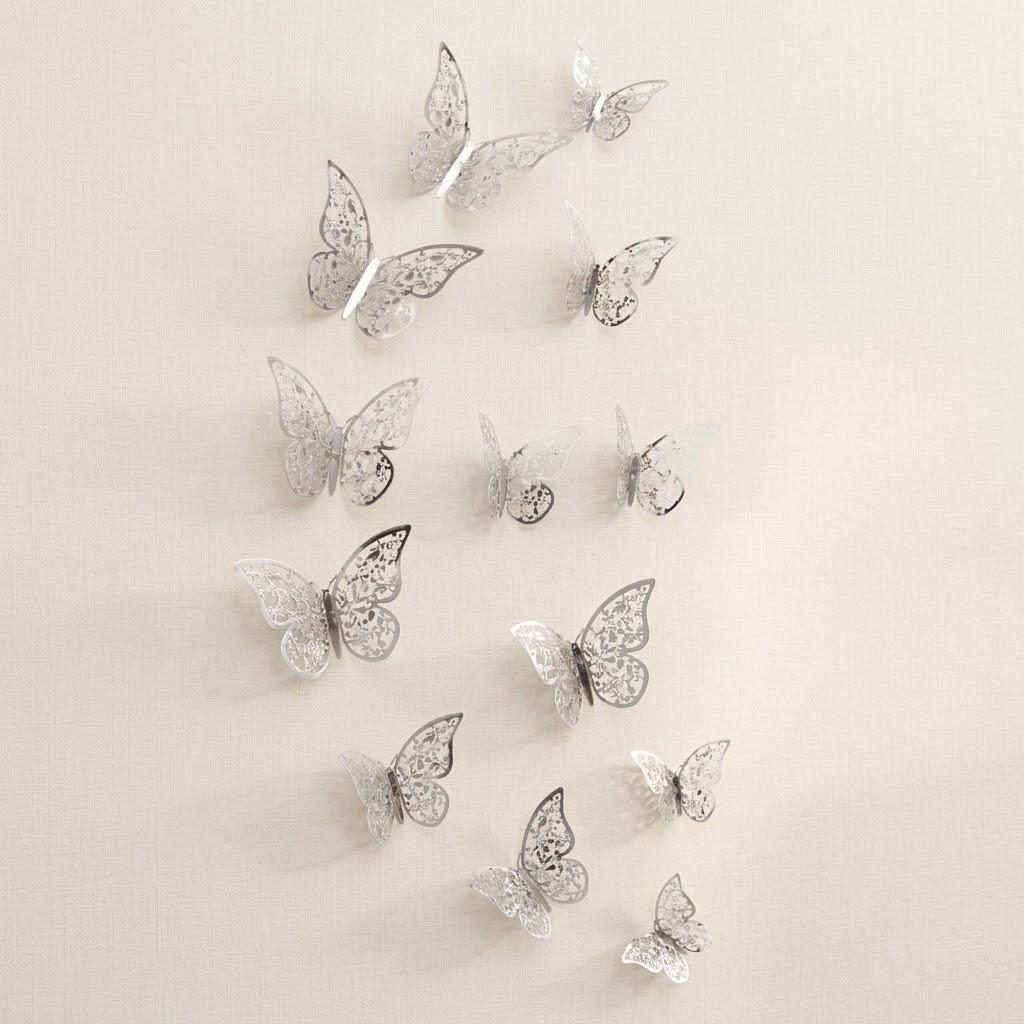 3D Butterfly Wall Stickers 12 Pieces Home Decor DIY Decals for Kids Room Nursery Bedroom Living Room Party Wedding Fridge