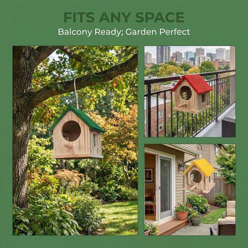 Bird Nesting Box Rainproof Wooden Bird House Handmade Ventilation Bird Feeding Station Colorful Hatching Nest Parrot Breeding