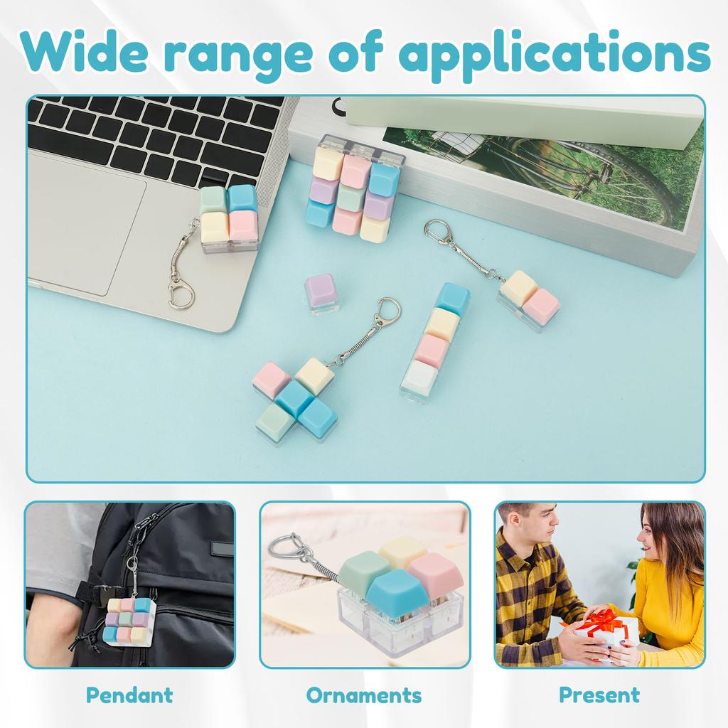 6Pcs Colorful Keyboard Fidget Toy Portable Keyboard Clicker Toy Funny Keypad Fidget Keychain Decompression Plaything for Adult