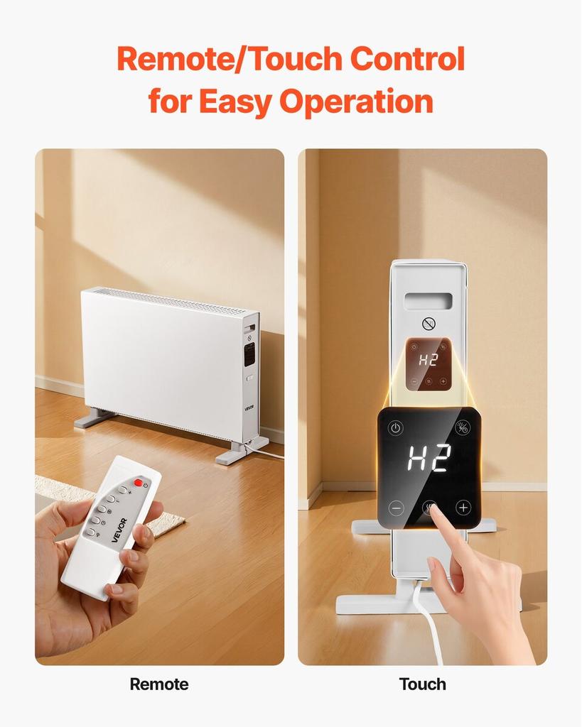 Convection Panel Heater, 2000W Electric Panel Space Heater with Remote & Touch Control, 3 Modes, 24H Timer, Stand or Wall Mount Design with