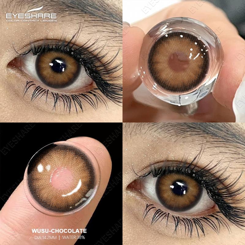 Eyeshare 2pcs Eye Contact Lens Chocolate Contact Lenses Color Natural for Daily Wear Yearly Lenses
