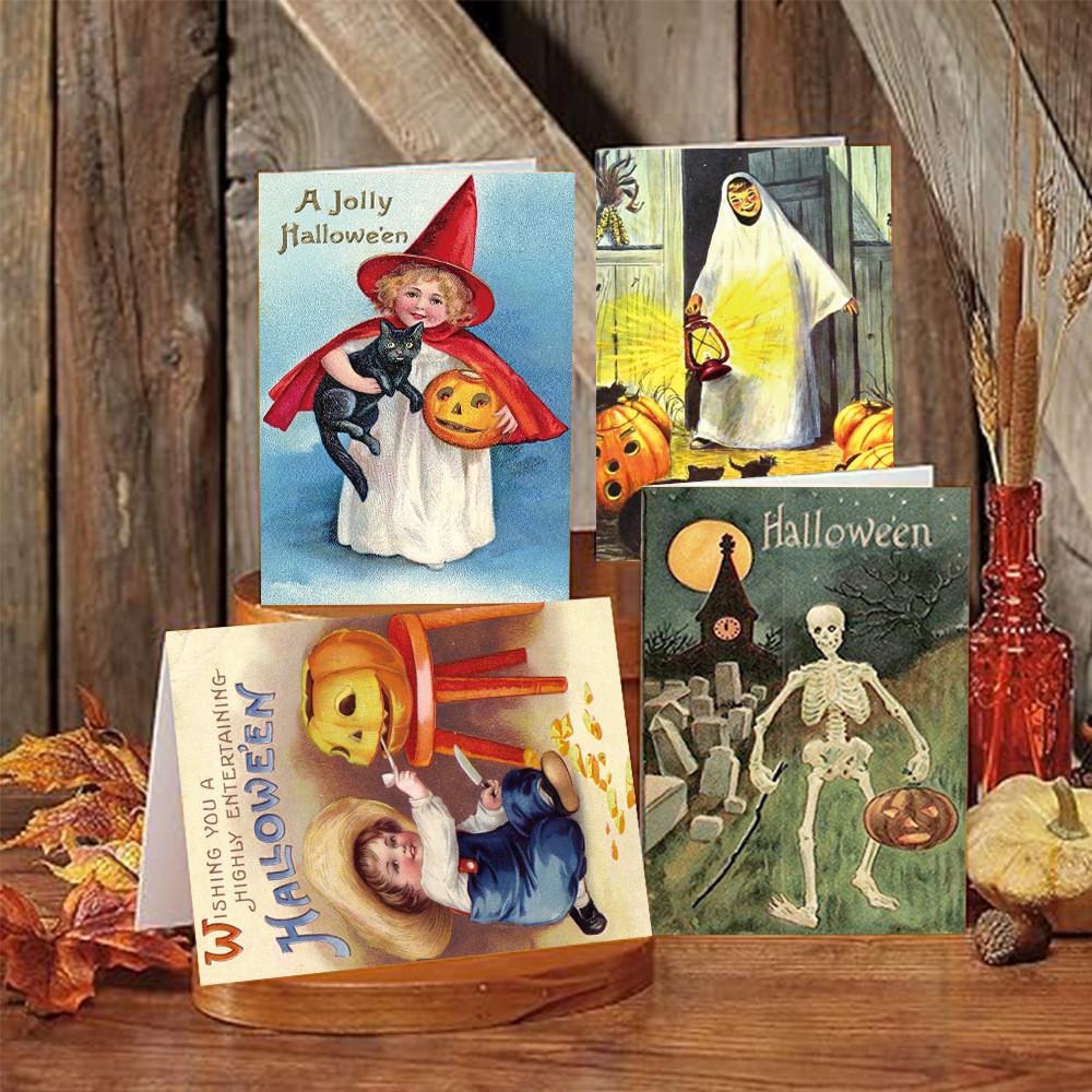 Invitation Halloween Pumpkin Cards With Greeting Purposes Party Set Decorations