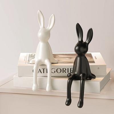 Yousheng Ceramic Bunny Figurine Sitting Rabbit Sculpture Minimalist Bunny Statue for Counter Desk Bookshelf Home Bar Office Decoration
