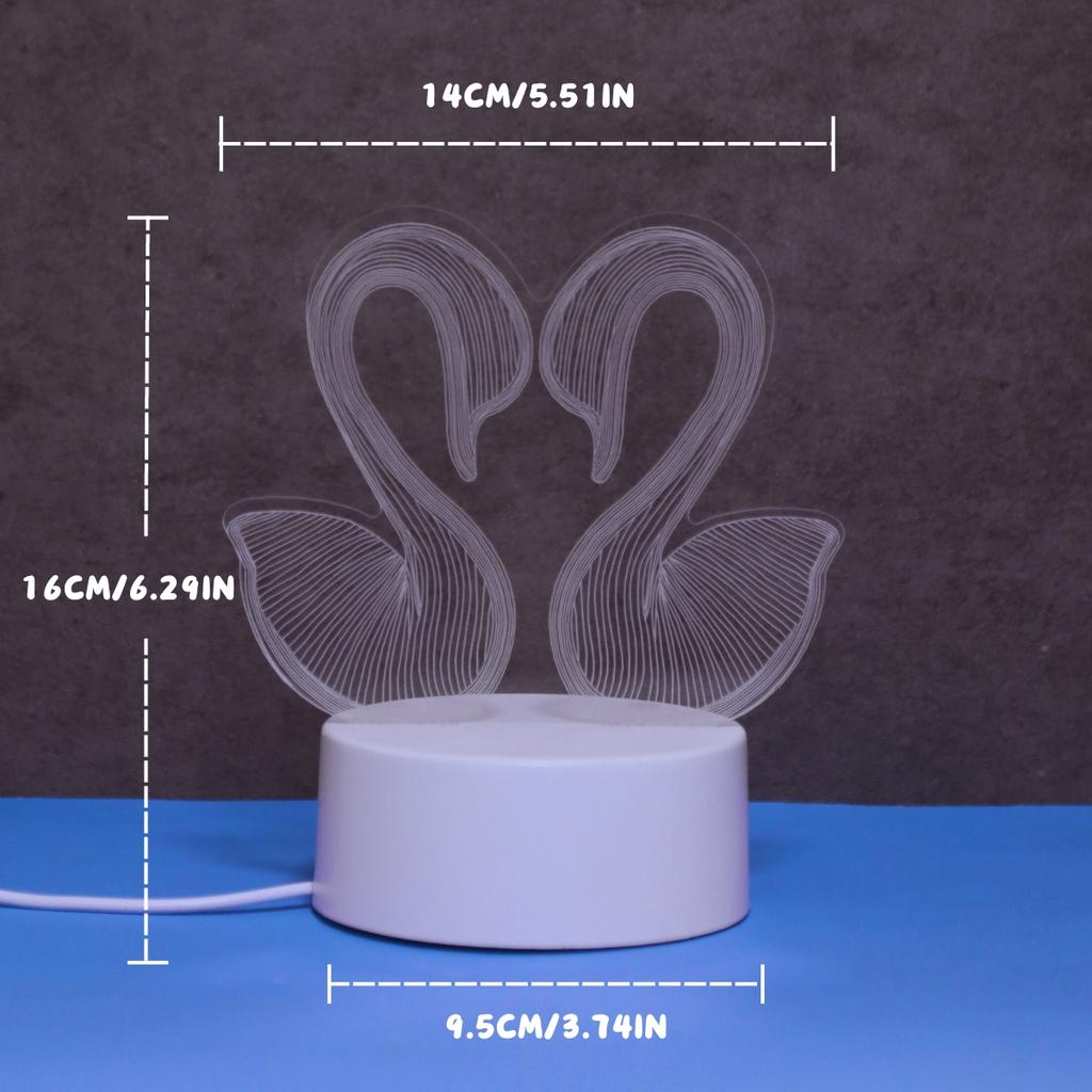 1PC Swan 3D Night Light, USB Monochrome Pink Desk Lamp, Christmas Gift Light, Home Bedroom Decoration, Atmosphere Light