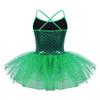 Dzieci dziewczyny brokat kostium syreny Spaghetti paski na ramionach łuski wzór nadrukowany taniec baletowy gimnastyka trykot Tutu sukienka