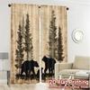 2pcs, 2D FLAT PRINTING Curtains (Without Rod) BearFamilySilhouettes Print Popular Curtains Fabric Curtains Thermal Insulation,