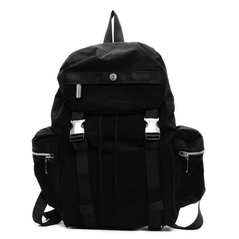 

New simple cap nylon backpack college bag large capacity commuter travel bag чёрный