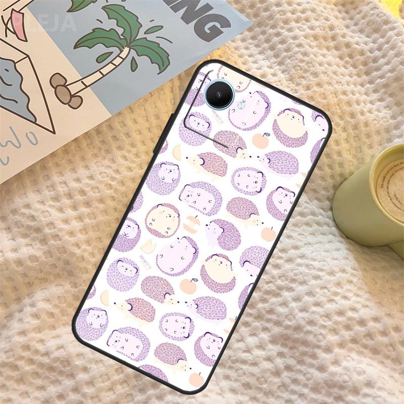 Kawaii Hedgehog Case For Realme C55 C71 C67 C51 C75 C63 C61 C65 C53 C35 11 12 13 14 Pro Plus GT6 GT7 15 Pro
