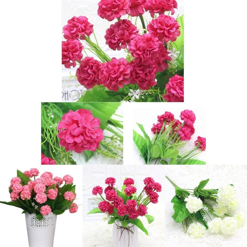 Charming 9 Heads Artificial Silk Carnation Bouquet For Luxurious Home And Wedding Decoration