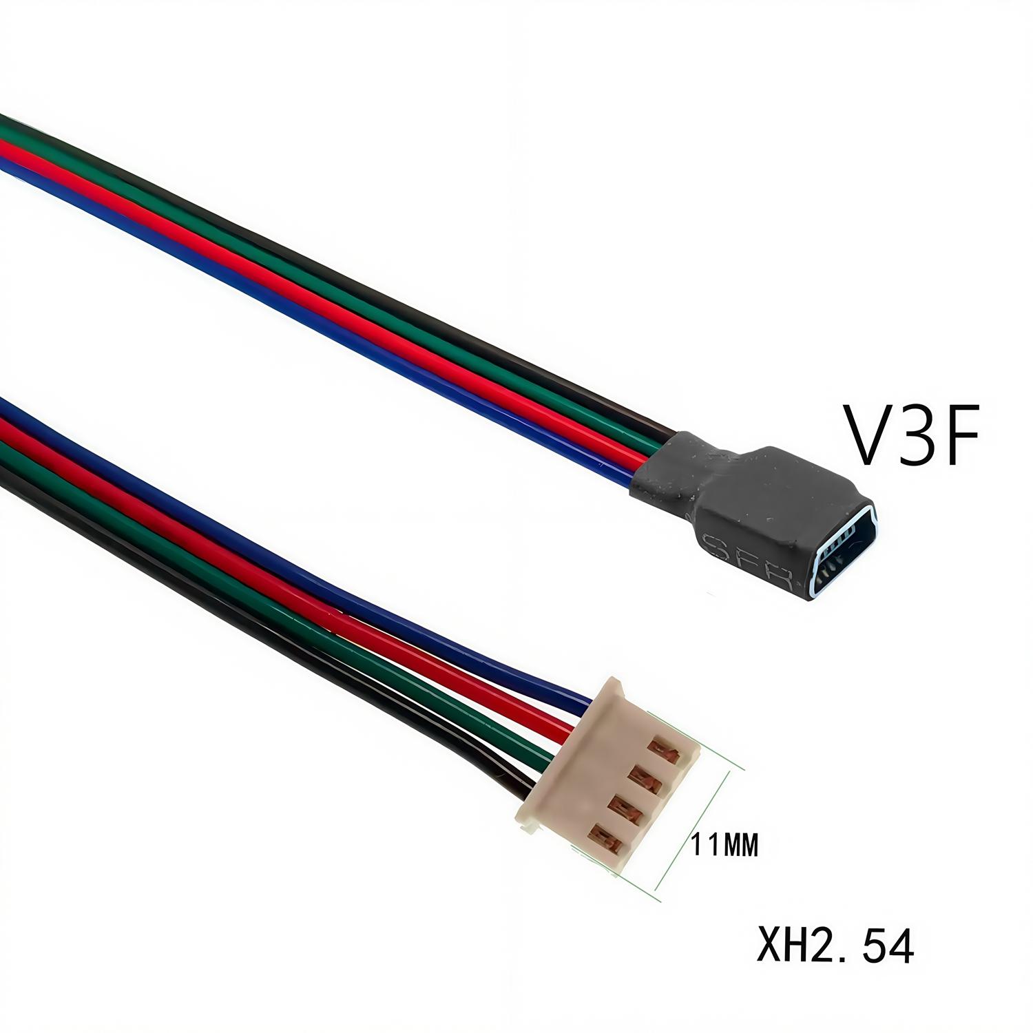 

4-core power cable, USB male and female connector to XH2.54-4P, micro mini usb type-c terminal adapter, 1 unit 30CM