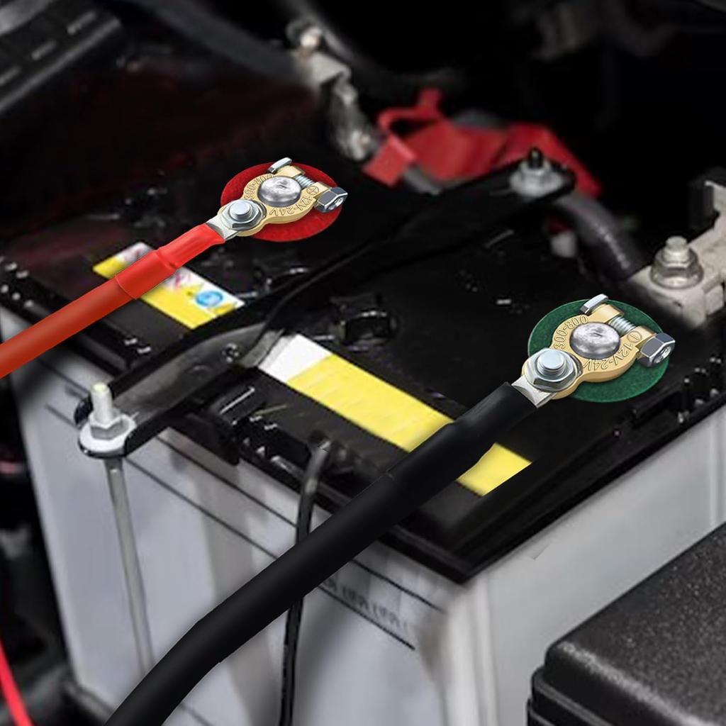 4 AWG Battery Cable with 5/16 Inch Terminals, Copper Battery Inverter Cables for Car RV Automotive Solar, 1FT(2 Pack)