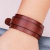 Modern Punk Leather Wristband Double Layer Wrist Strap Adjustable Closure Bracelet Wristler Jewelry