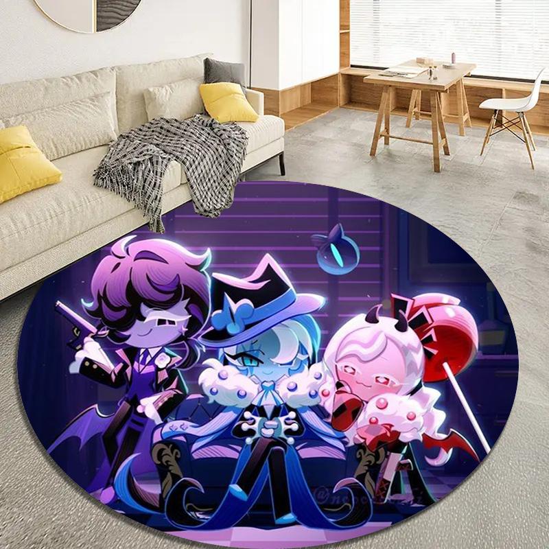 Cookie Run Kingdom Round Area Rug,Carpet Rug for Living Room Bedroom Sofa Playroom Decor,Non-slip Floor Mat20