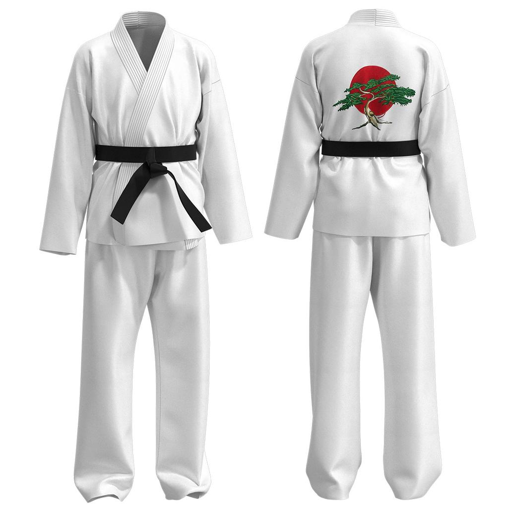 Karate Kids KOF Cobra Kai Cosplay Costume Kid Adult Black White Kimono Uniform Headband Anime Halloween Party Suit Tracksuit