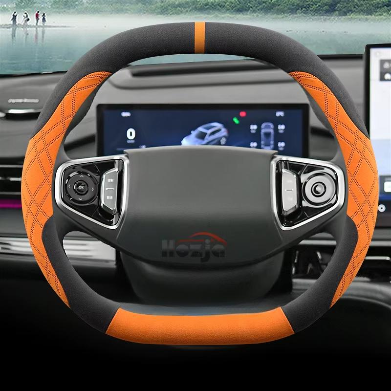 Suede Leather Car Steering Wheel Cover for Ford Tourneo Custom 2024 2025 Non-slip Car-styling Auto Accessories