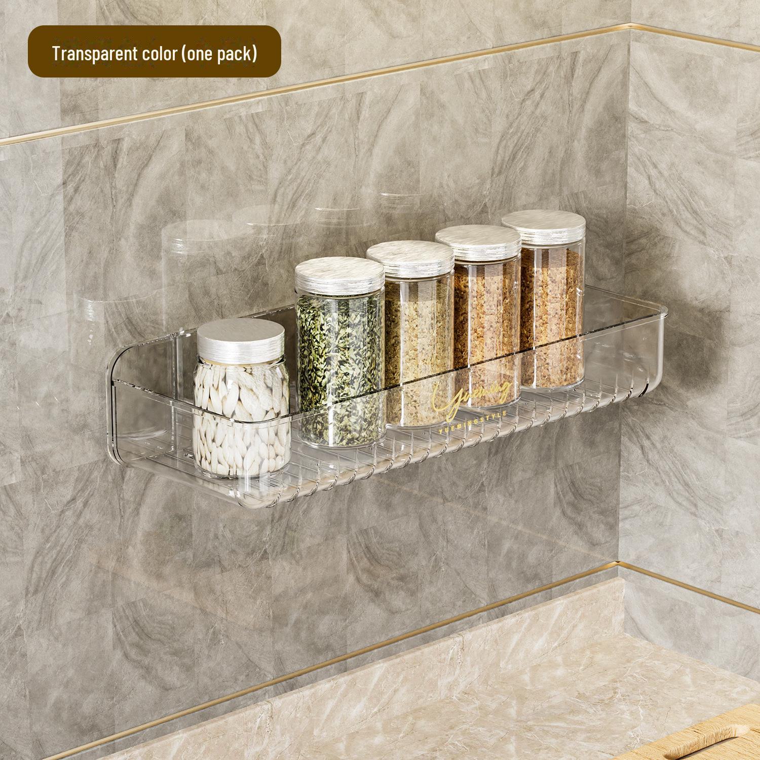 

Прозрачная настенная кухонная полка для специй без перфорации прозрачный белый