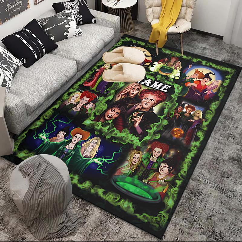 Custom Name Witches Collage Rug Game Carpet, Floor Mat for Bedroom Living Room Entryway Rug, Home Decor Idea Gift for Christmas birthday