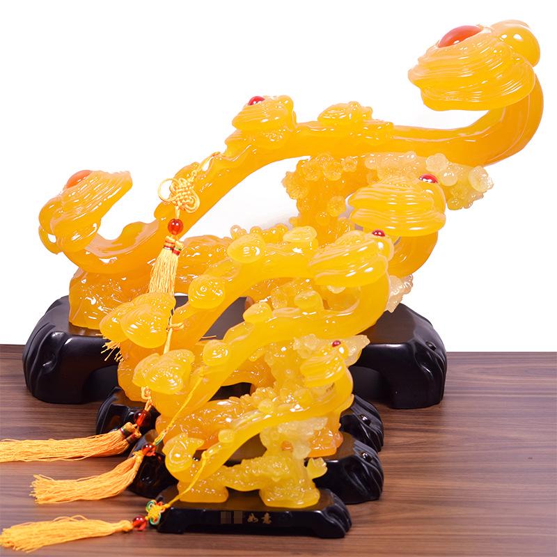 Yellow Jade Ruyi Ornament for Living Room or Wine Cabinet - Housewarming or Company Opening Gift