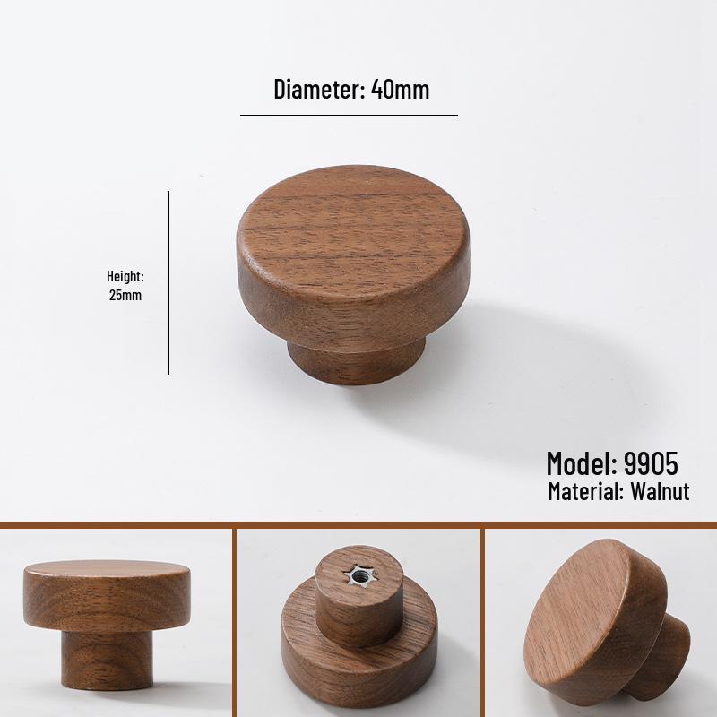 Maniglia per armadio minimalista giapponese in legno massello con impugnatura in noce