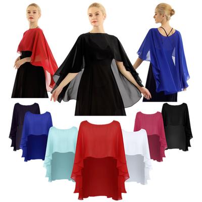 Soft Lightweight Chiffon Capes Shrug Ladies High Low Shawl Wedding Bridal Long Shawl and Wraps