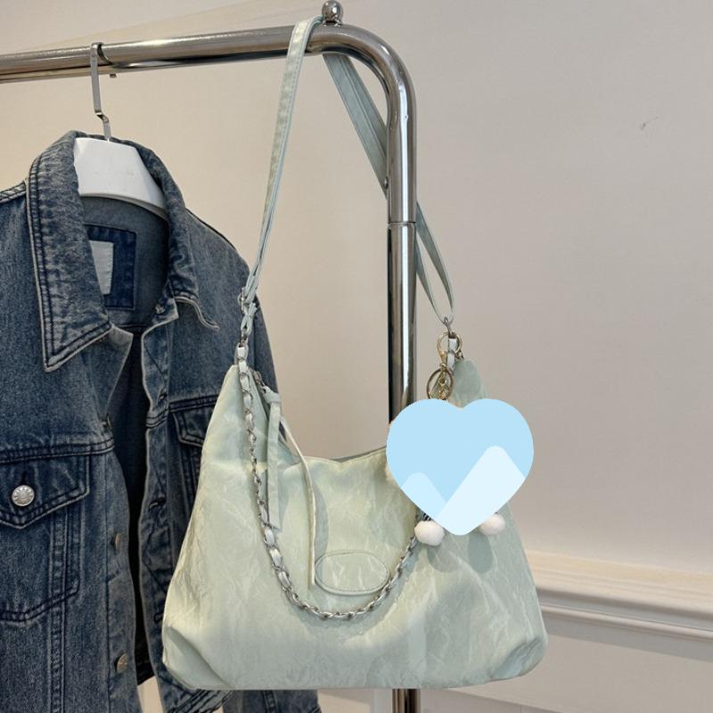 Casual Soft Large Capacity Tote Bag with Wide Strap Decorative Chain for Work Daily Shoulder Purse Use Commute Crossbody Bag