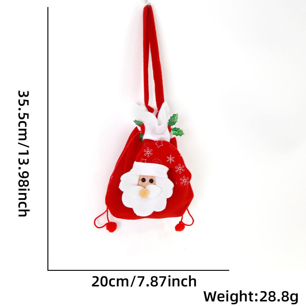 Christmas Whimsical Gift Bag In Plush Material Featuring Santa Bear And Design Snowman