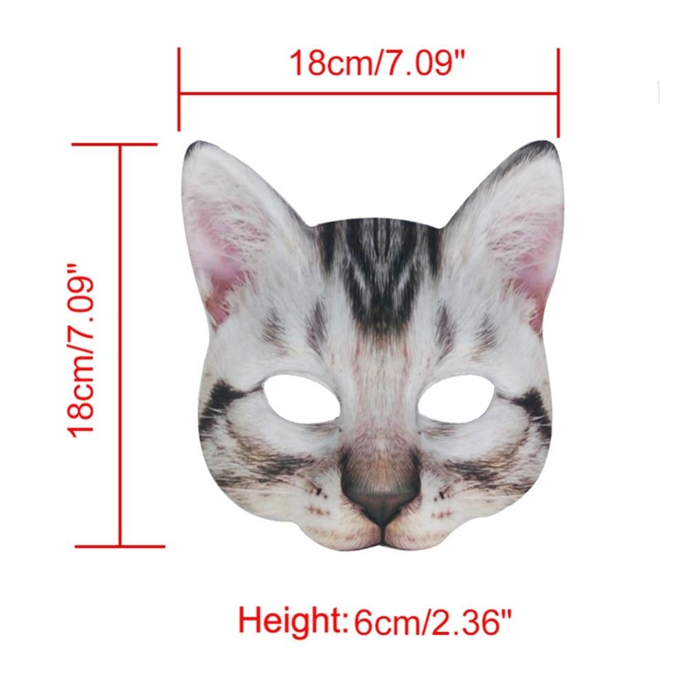 Realistic Animal Shaped Half-Face Cat Mask Halloween Carnival Masquerade Party Mask Cosplay Props Decoration