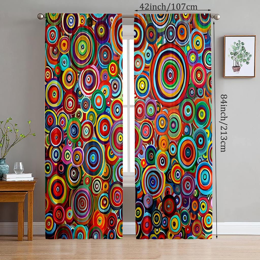 

2pcs- Colorful romantic circular polyester curtains, bathroom, bedroom, living room, and family room decorative curtains 14Wx39L(35x100CM)x2