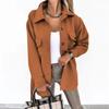 Autumn/Winter Women's Long Sleeve Temperament Solid Color Polo Button Lace Up Woolen Coat
