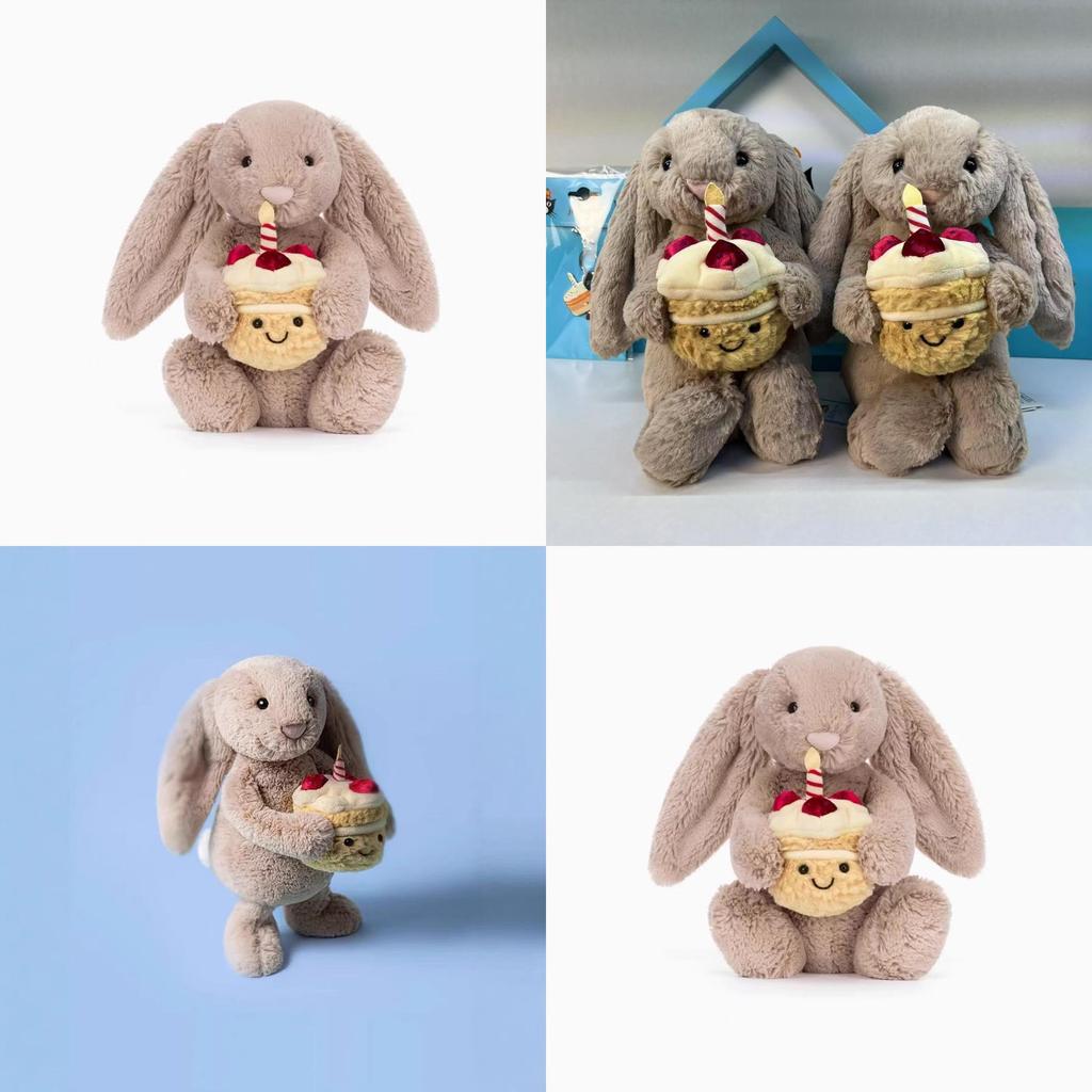 Adorable 30cm Jelly Rabbit Plush Toy Soft Short Fur Cake Decoration Gift Idea
