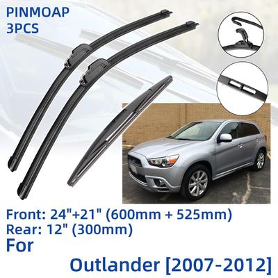 3 pezzi per Mitsubishi Outlander 2007-2012 24" 21" 12" spazzole tergicristallo anteriori e posteriori parabrezza parabrezza tagliavetri accessori 2008 2009 2010 2011 2012