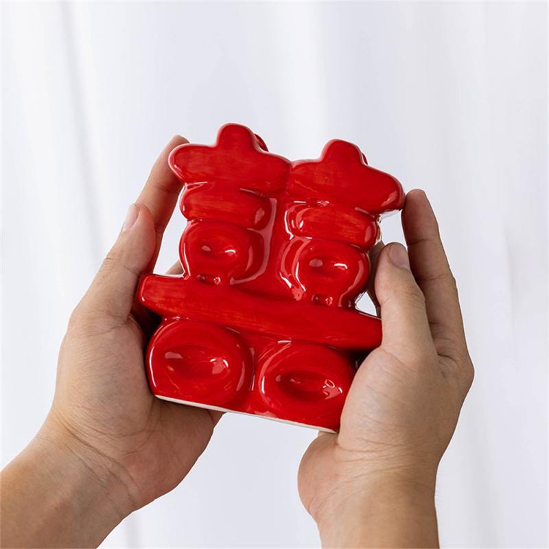 Engagement Vase Give Gifts To Newlyweds Corridor Decoration Vase Flower Arranger Home Decoration Living Room Decoration Red Vase