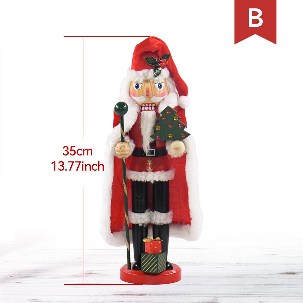 

35CM Santa Claus Nutcracker Doll Soldier Christmas Ornament Xmas Gift Handcraft Nutcracker Puppet Statue Home Office Decoration