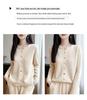 Women's Slim Fit Ribbed 100% Wool Knitted Cardigan – Round Neck, Long Sleeve, Flattering Autumn/Winter Sweater