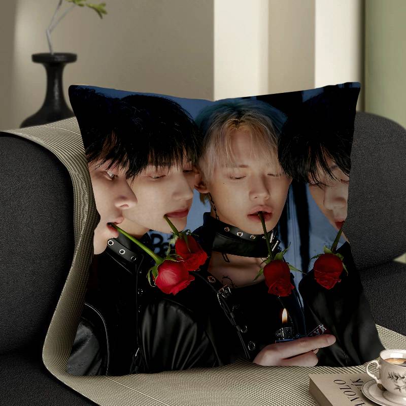Kpop T-TOMORROW X TOGETHER TXT Cushion Cover Car Throw Pillow Case For Sofa Car Christmas Gift 40x40cm 45x45cm