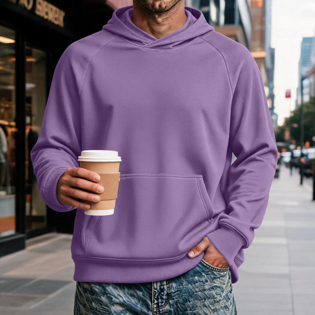Men's Raglan Hoodie with Pocket - Long Sleeve Casual Pullover