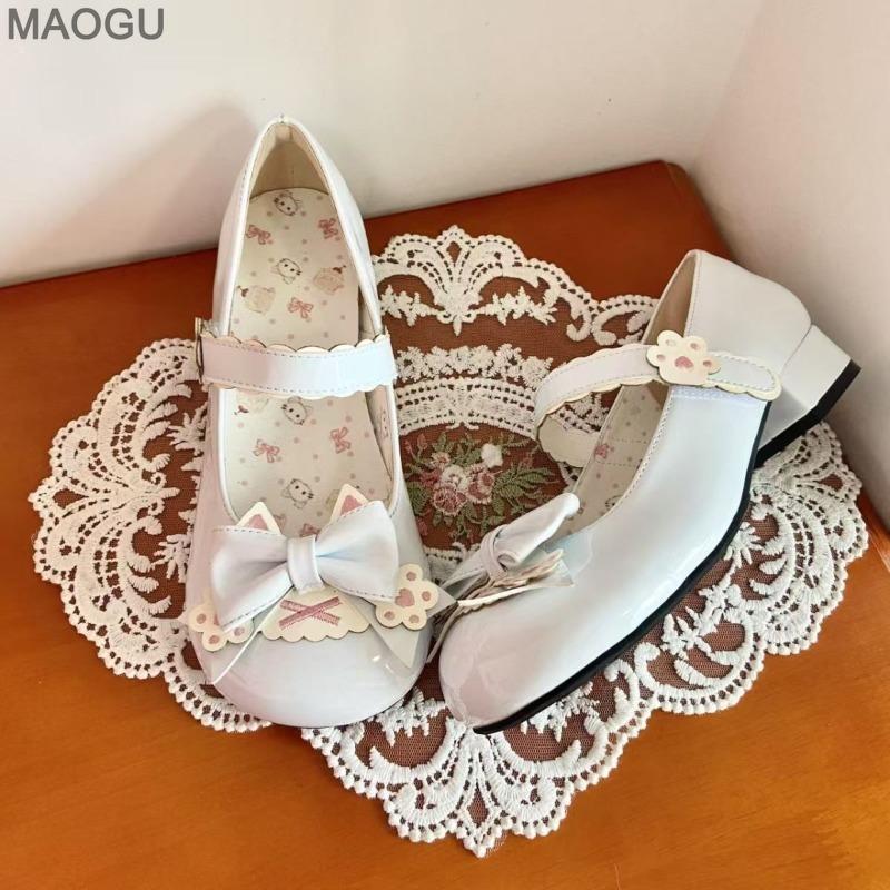 Japanese Style Cute Lolita Shoes Pink Bow Women's Mary Jane Shoes Size 35-40 Low Heel Pumps Sweet Zapatos De Mujer Comfortable