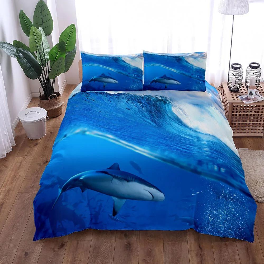 

Приключенческий комплект постельного белья «Съеденная акула» Кинг, Квин, Дабл, Фул, Твин, Одинарный размер Комплект постельного белья US King 264x228cm