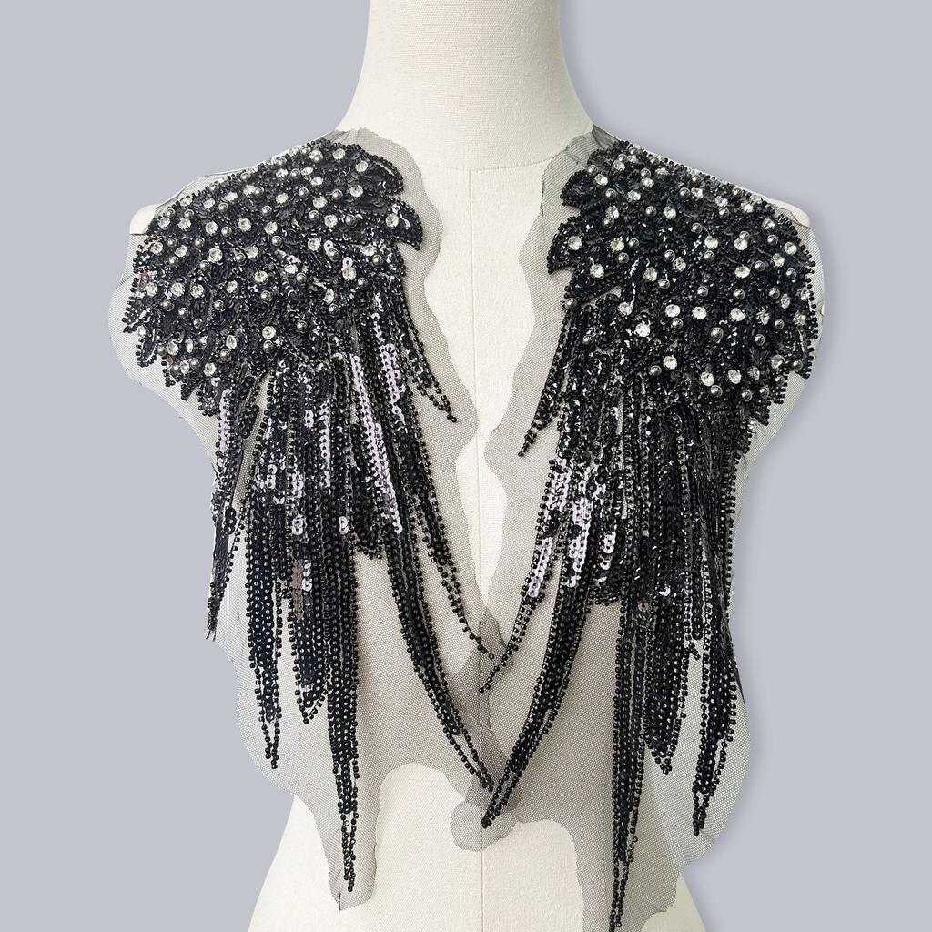 Veil Wedding Dress Corsage Dress Collar Lace Accessories Heavy Industry Sequins Handmade Xiaomi Beads Diamond Wings Feather Decal