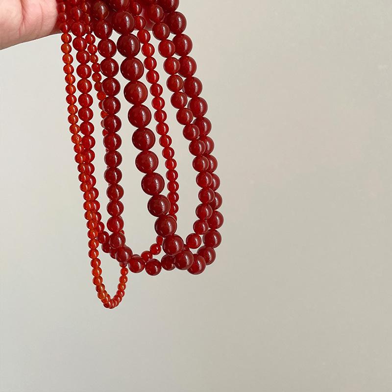 Women's Elegant Red Agate Beaded Choker Necklace: Retro, Luxurious & Versatile Fashion Accessory