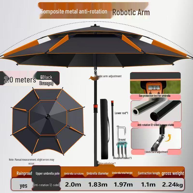 Großer Universal-Fischschirm - Regendicht, Sonnenschutz, Outdoor faltbar, Verdicktes Design