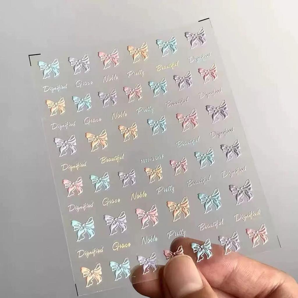 Black & White Embossed Princess Bow Nail Stickers