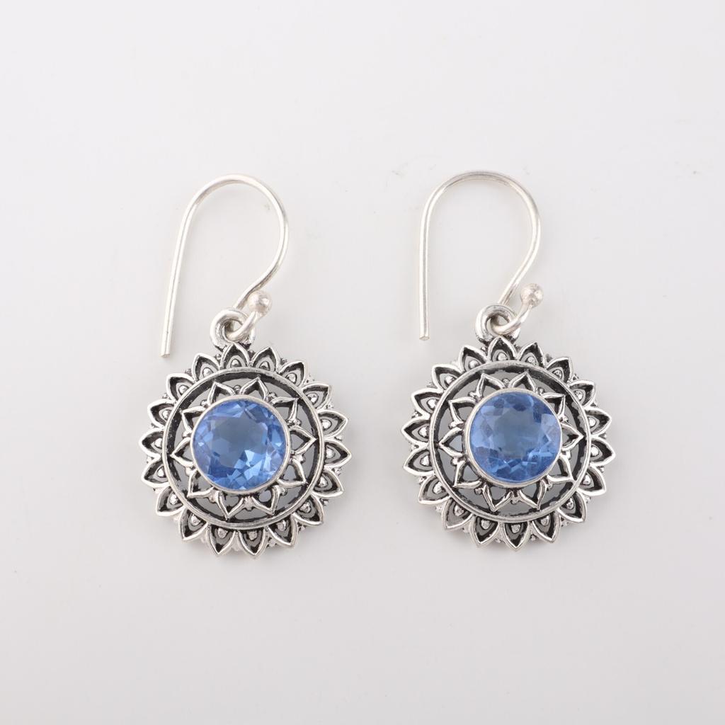 Tanzanite Gemstone 925 Sterling Silver Jewelry Handcrafted Dangle Earrings 1.57" CE-19-5