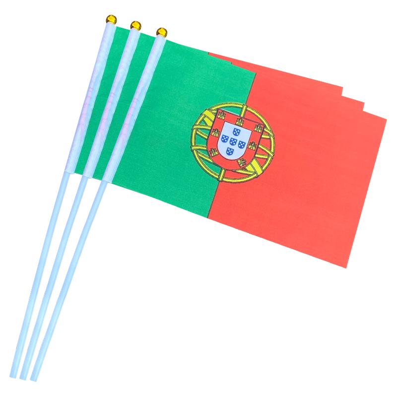 EOODLOVE 14 * 21cm Portugal Handheld Plastic Stick Flag Outdoor Celebration Event Portugal Small Size Flag 10pcs зелёный