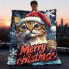 1pc Christmas Cat Outdoor Blanket - Lightweight Flannel Throw For Travel, Camping, Livingroom, Couch, Chair Yy251114221