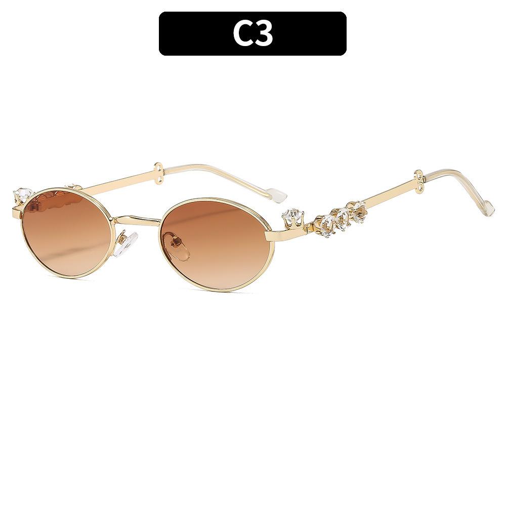 Rennes jennie retro oval frame diamond-encrusted glasses female no-makeup artifact mirror flat mirror frame tide