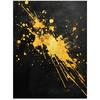Złote Iskry Na Czarnym Tle Złote Iskry Na Czarnym Tle, 30X40 Cm, Rama Aluminiowa Złota, Papier Matowy 230 Gsm